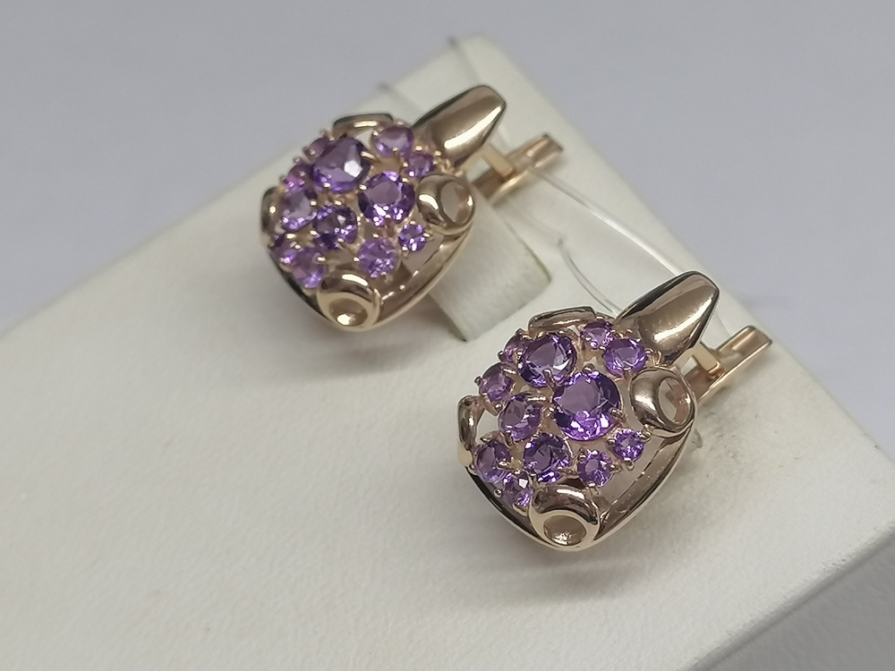 СЕРЬГИ АМЕТИСТ (Au 585)