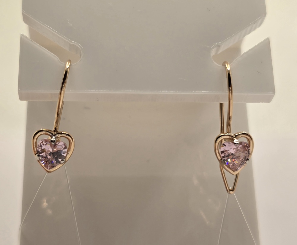 СЕРЬГИ ПЕТЕЛЬКА с камнем (Au 585)