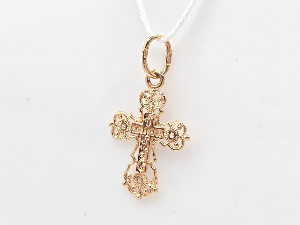ПОДККИ585 ПОДВЕСКА КРЕСТ С КАМНЯМИ (Au 585)