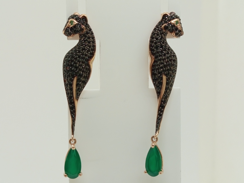 СЕРЬГИ АГАТ с камнями (Au 585)