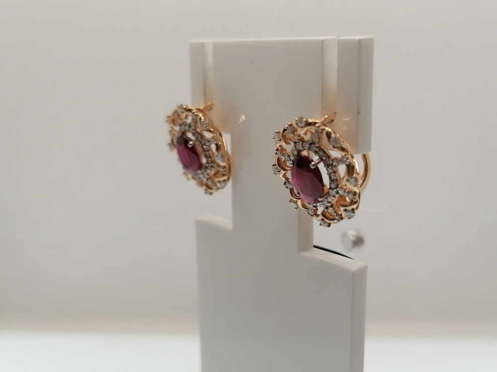 СЕРЬГИ Бриллиант, рубин (Au 585)