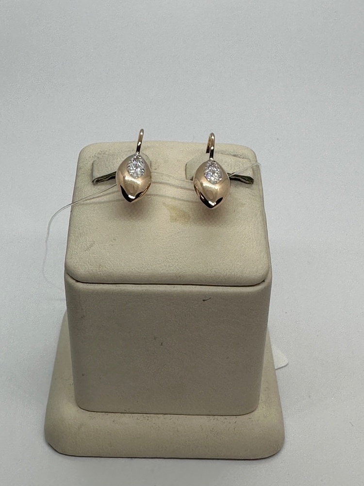 СЕРЬГИ ПЕТЕЛЬКА с камнями (Au 585)