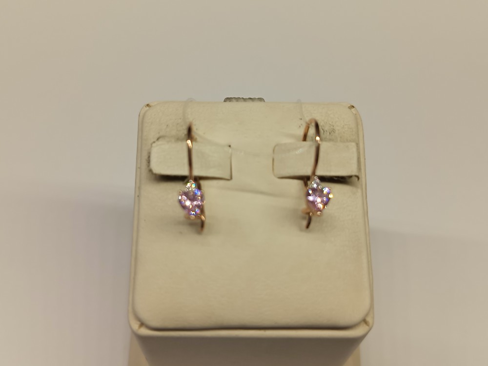 СЕРЬГИ ПЕТЕЛЬКА с камнями (Au 585)