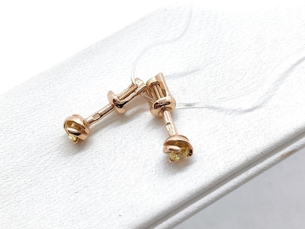 02-7990 СЕРЬГИ ПУСЕТЫ с камнем (Au 585)