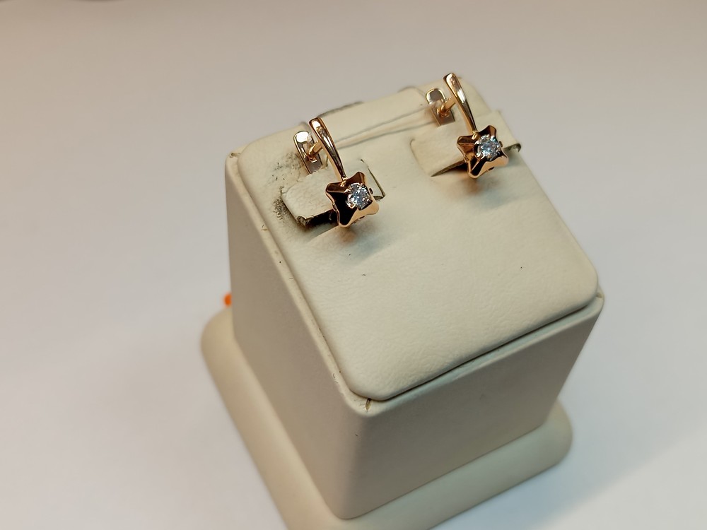 СКМ585 СЕРЬГИ С КАМНЕМ (Au 585)