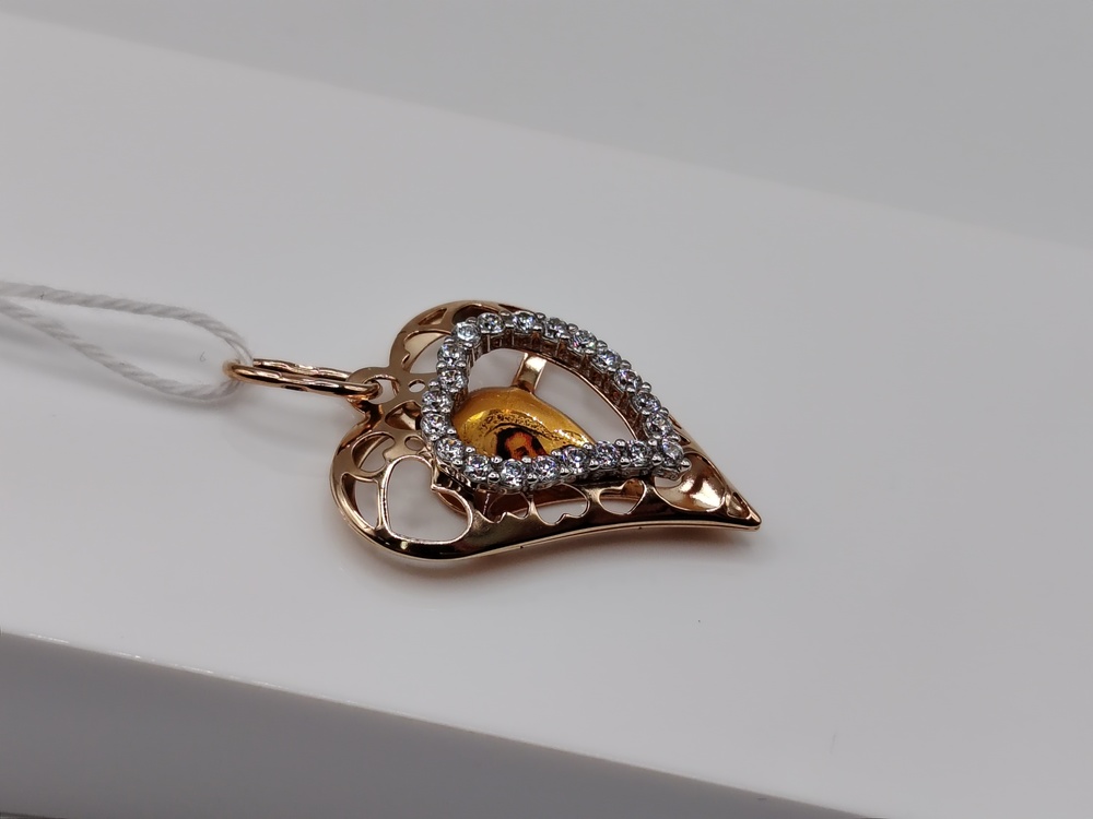 ПОДИКИ585 ПОДВЕСКА ИКОНА С КАМНЯМИ (Au 585)