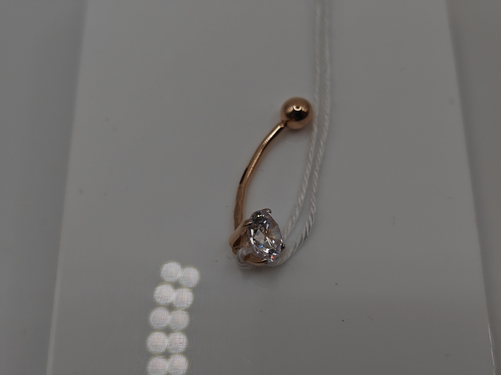 ПИРСИНГ В ПУПОК с камнем (Au 585)