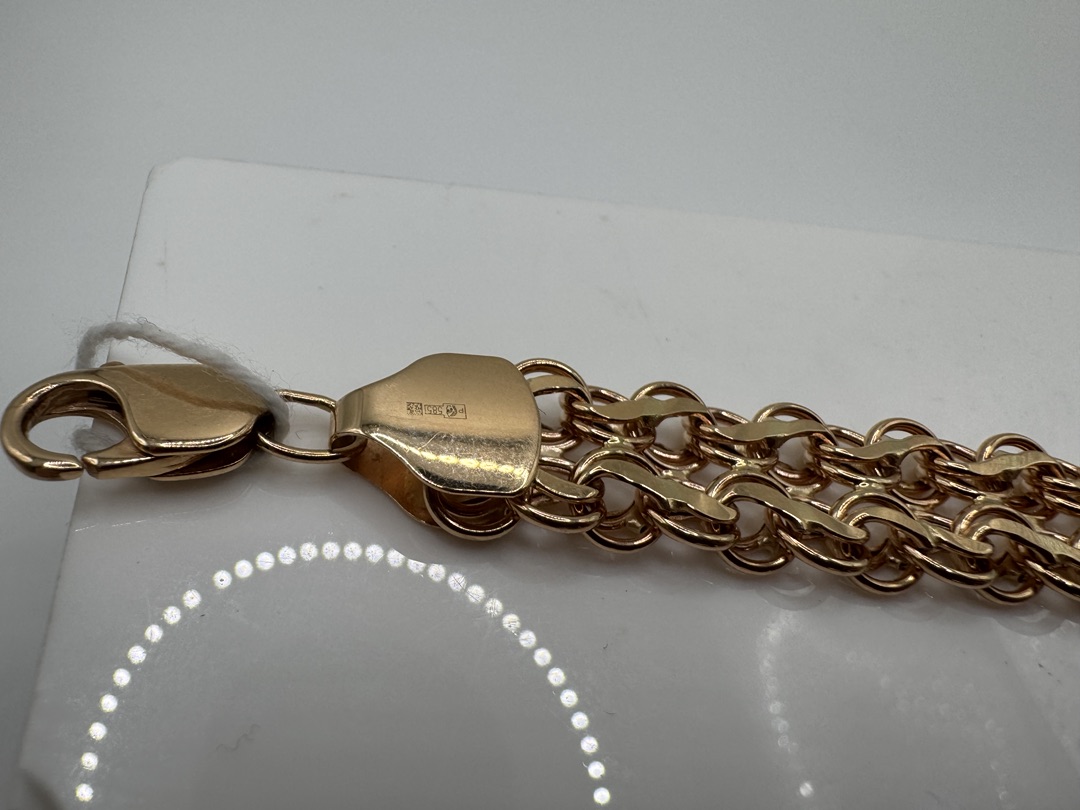 Кардинал Б100 Двухрядный БРАСЛЕТ ПУСТОТЕЛЫЙ Кардинал (Au 585)