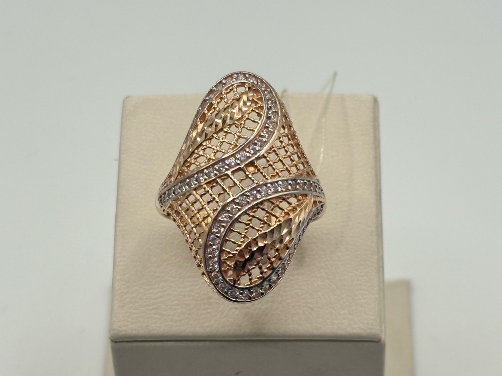 К-232_au КОЛЬЦО С КАМНЯМИ (Au 585)