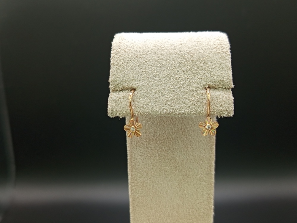 СЕРЬГИ ПЕТЕЛЬКА с камнем (Au 585)