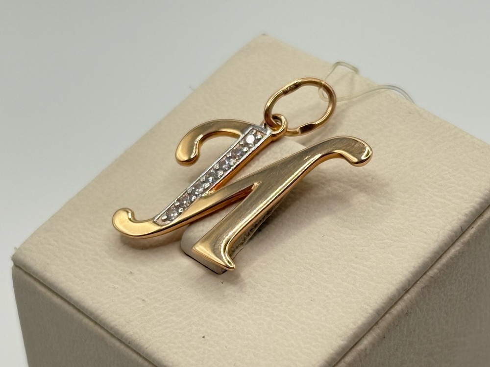 5729 "И" ПОДВЕСКА БУКВА И с камнями (Au 585)