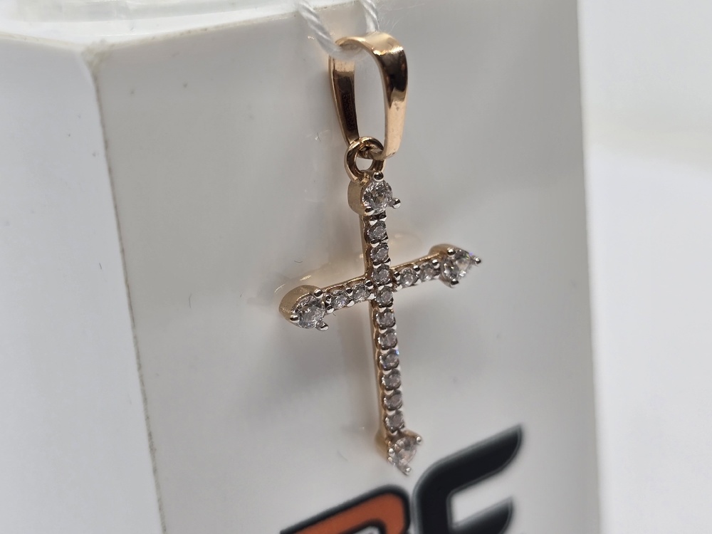 ПОДВЕСКА КРЕСТ С КАМНЯМИ (Au 585)