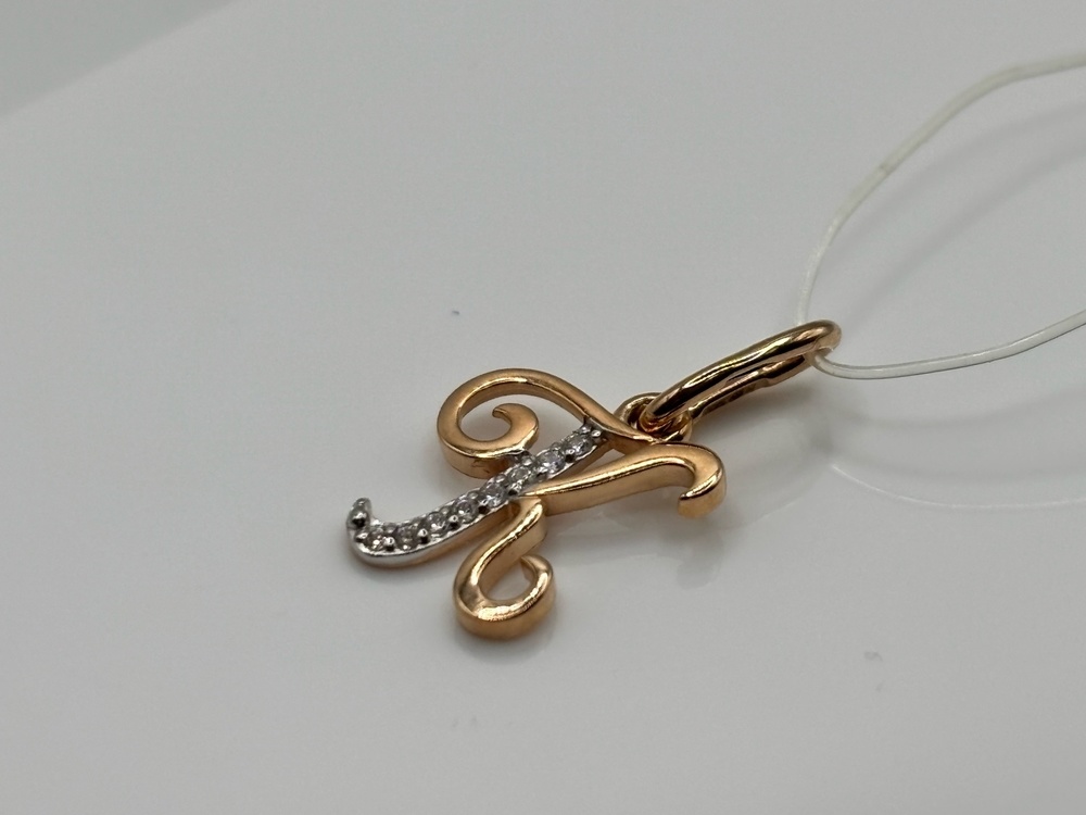 ПОДВЕСКА БУКВА К с камнями (Au 585)