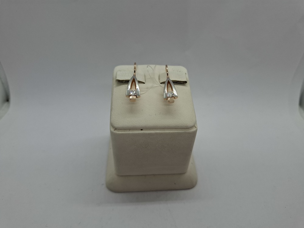 СЕРЬГИ ПЕТЕЛЬКА с камнями (Au 585)