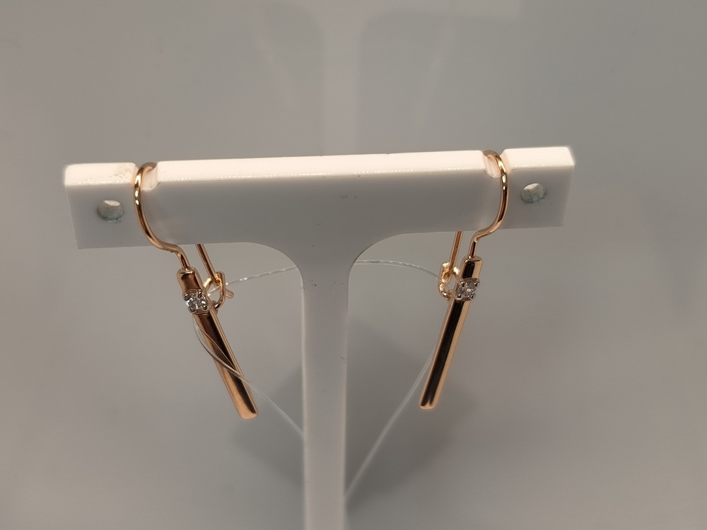 СЕРЬГИ ПЕТЕЛЬКА с камнем (Au 585)