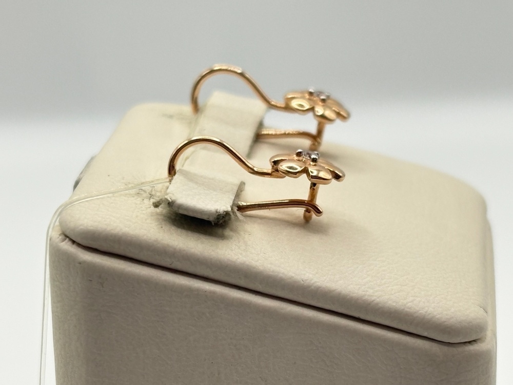 СЕРЬГИ ПЕТЕЛЬКА с камнем (Au 585)