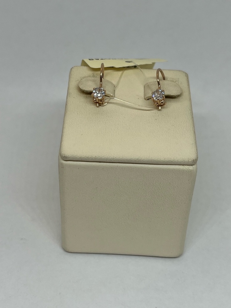 СЕРЬГИ ПЕТЕЛЬКА с камнем (Au 585)