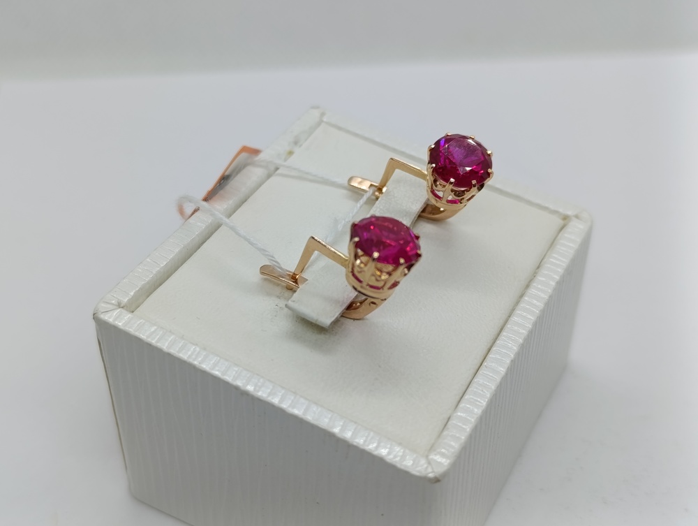 СКМ583 СЕРЬГИ С КАМНЕМ (Au 583)