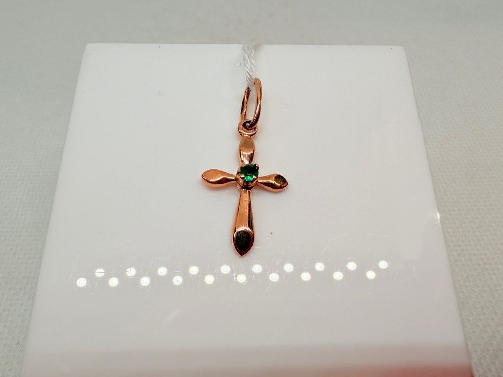 ПОДККИ585 ПОДВЕСКА КРЕСТ С КАМНЕМ (Au 585)