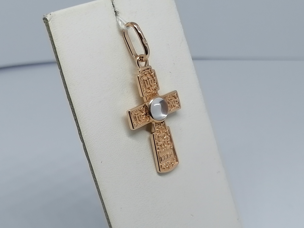 ПОДВЕСКА КРЕСТ С КАМНЕМ (Au 585)