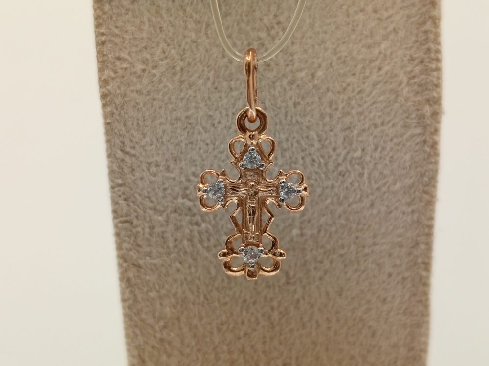 ПОДВЕСКА КРЕСТ с камнями (Au 585)