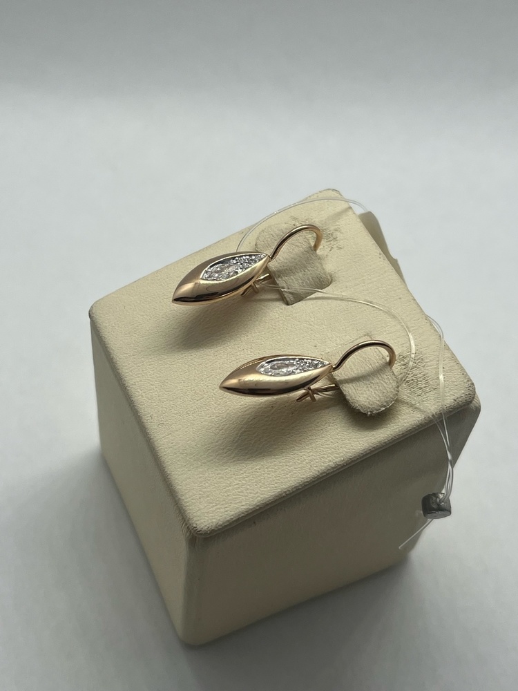 СЕРЬГИ ПЕТЕЛЬКА с камнями (Au 585)