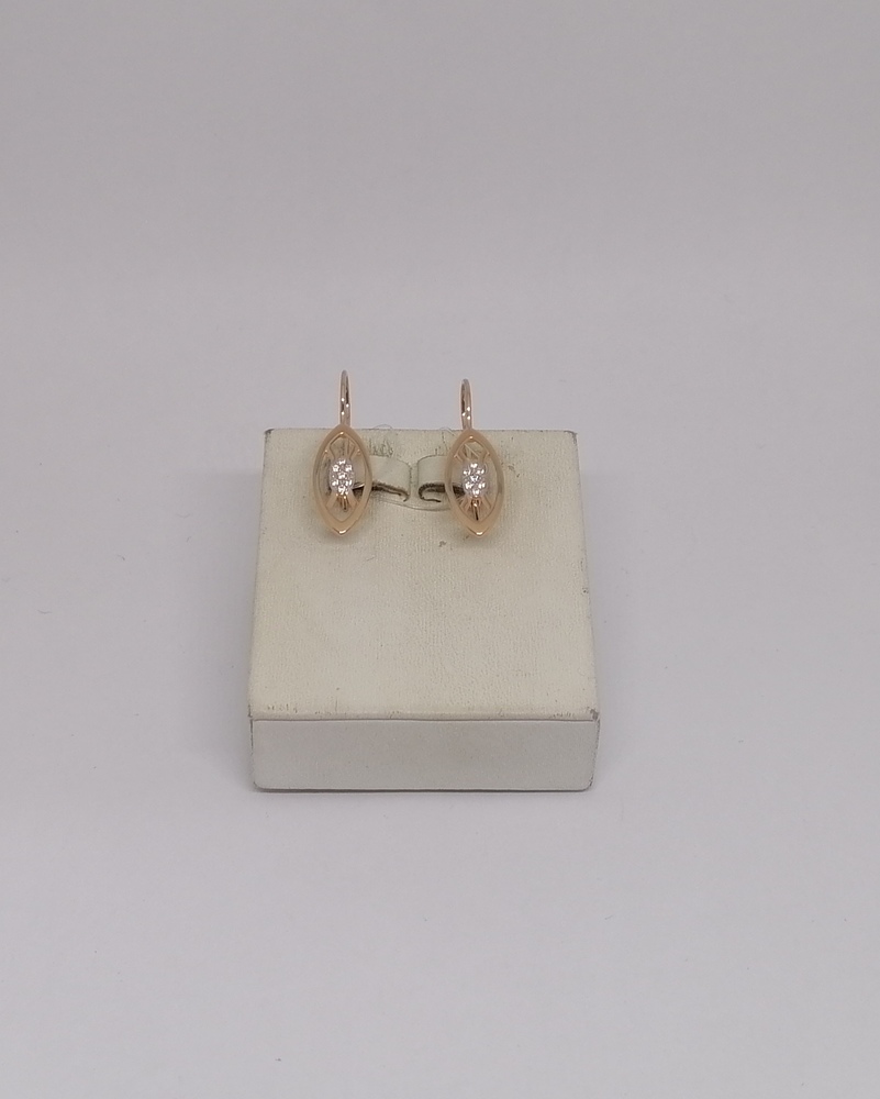 СЕРЬГИ ПЕТЕЛЬКА с камнями (Au 585)