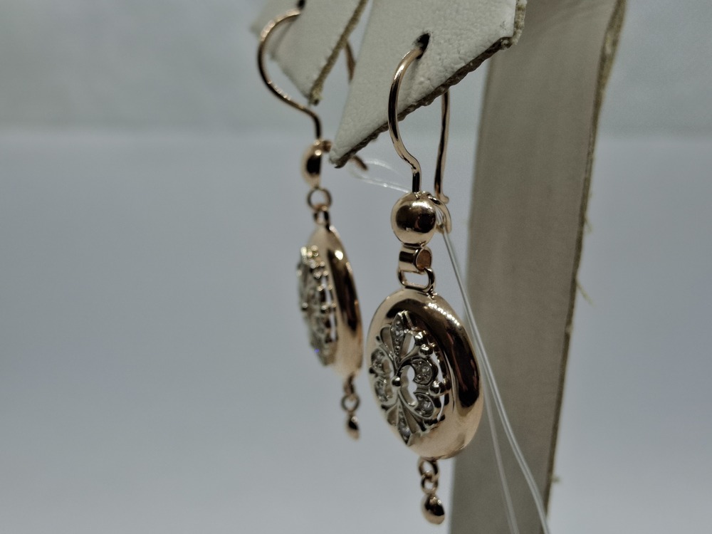 СЕРЬГИ ПЕТЕЛЬКА с камнями (Au 585)