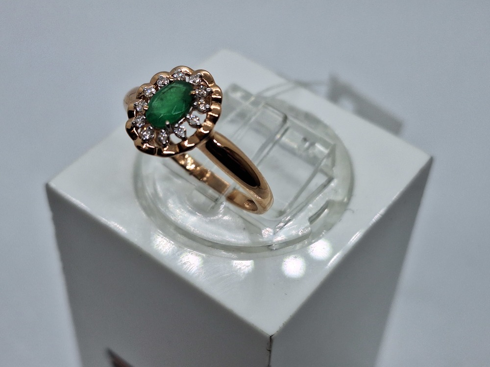 КОЛЬЦО Бриллиант, изумруд (Au 585)