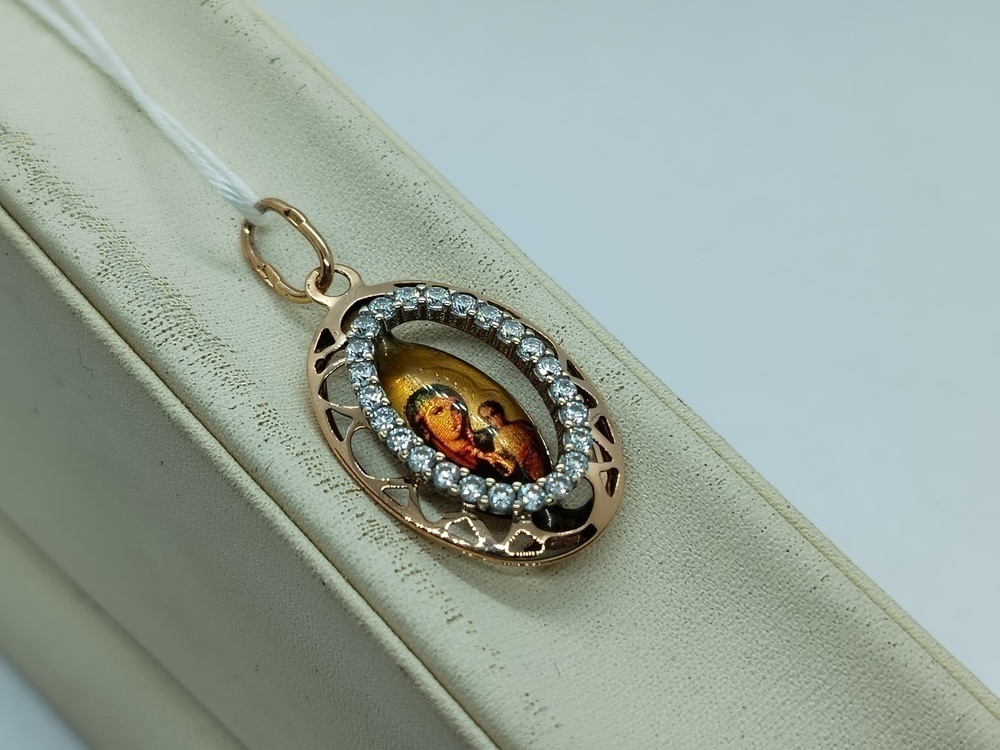 ПОДИКИ585 ПОДВЕСКА ИКОНА С КАМНЯМИ (Au 585)