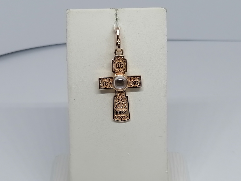 ПОДВЕСКА КРЕСТ С КАМНЕМ (Au 585)