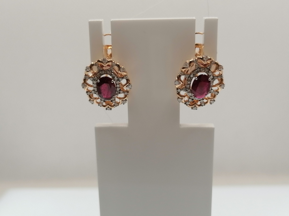 СЕРЬГИ Бриллиант, рубин (Au 585)