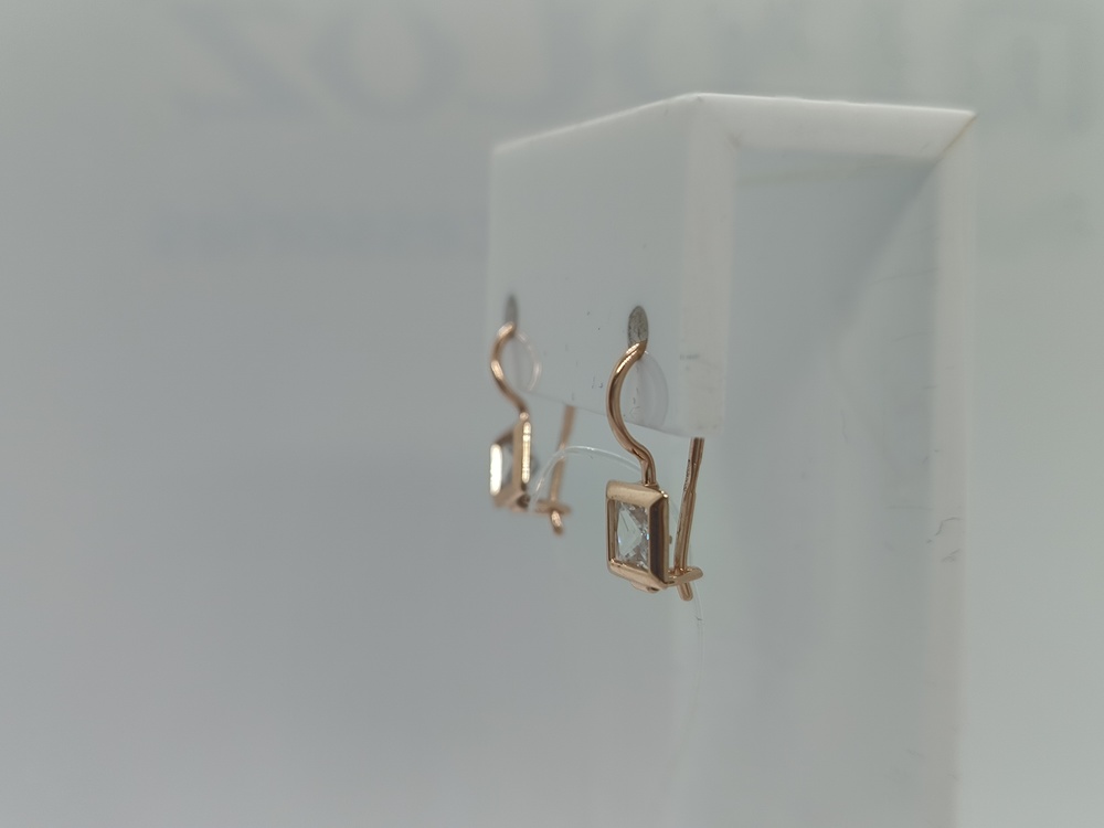 СЕРЬГИ ПЕТЕЛЬКА с камнем (Au 585)