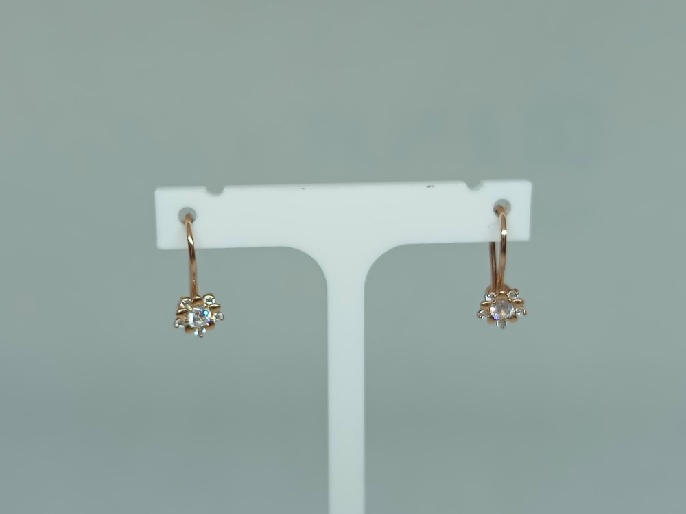 СЕРЬГИ ПЕТЕЛЬКА с камнями (Au 585)