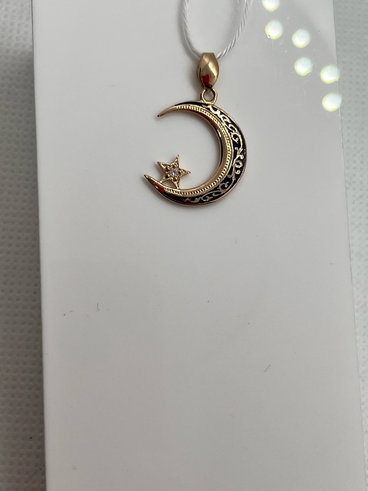 ПОДВЕСКА ПОЛУМЕСЯЦ С КАМНЯМИ (Au 585)