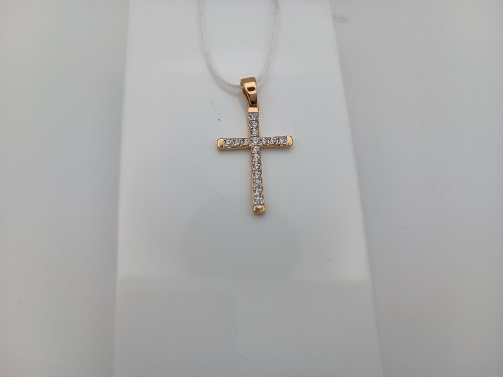 ПОДККИ585 ПОДВЕСКА КРЕСТ С КАМНЯМИ (Au 585)