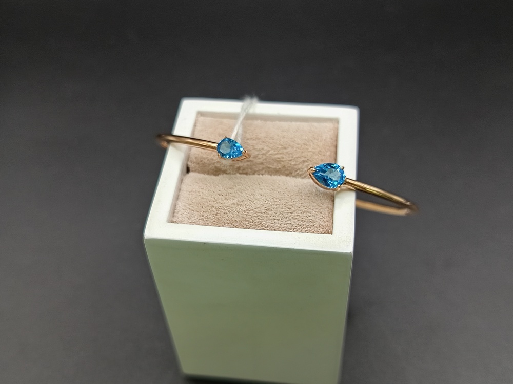 БЖКИ585 БРАСЛЕТ ЖЕСТКИЙ С КАМНЯМИ (Au 585)