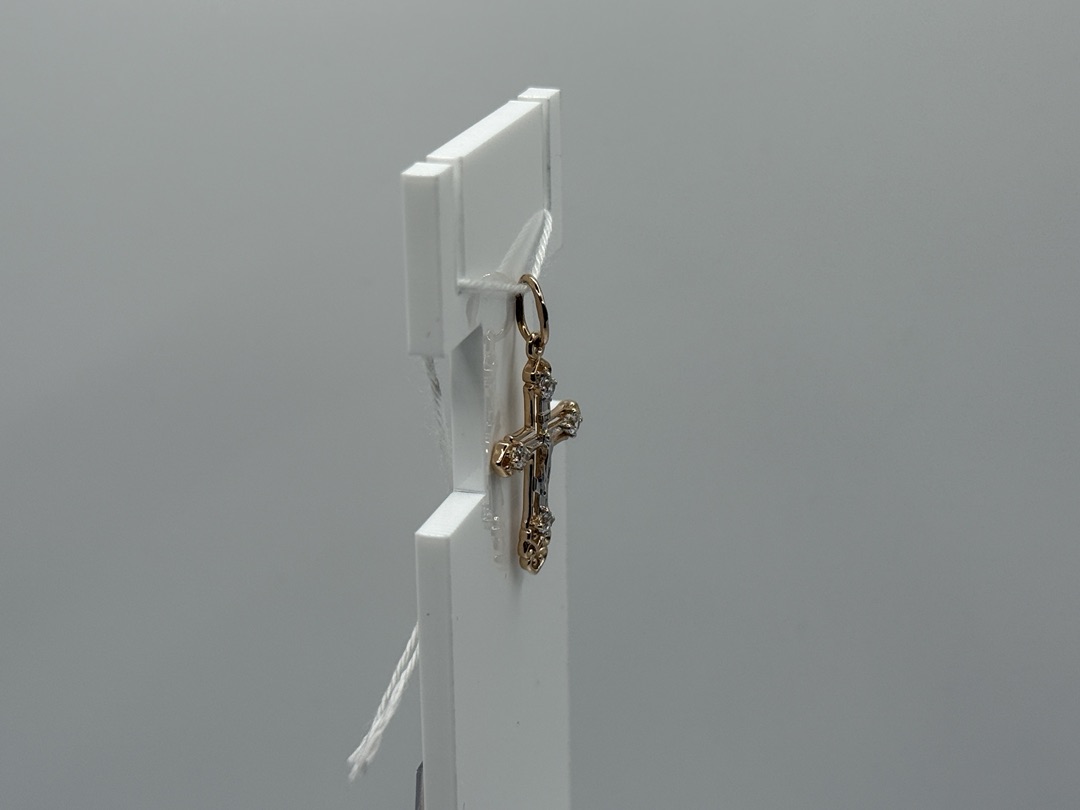 ПОДККИ585 ПОДВЕСКА КРЕСТ С КАМНЯМИ (Au 585)