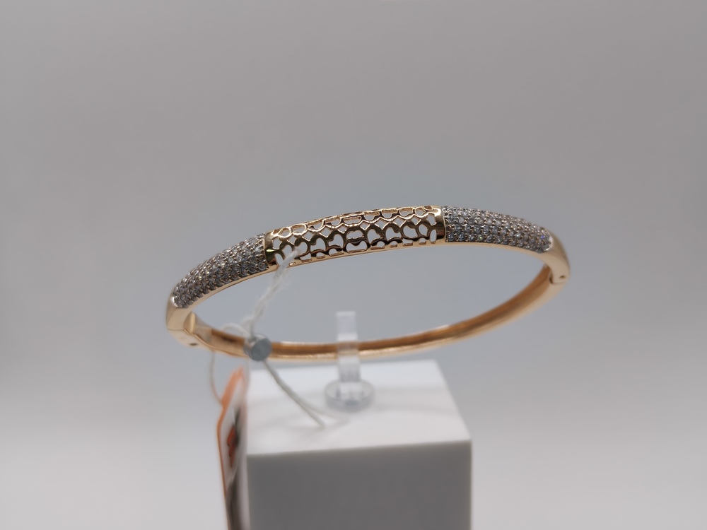 БЖКИ585 БРАСЛЕТ ЖЕСТКИЙ С КАМНЯМИ (Au 585)