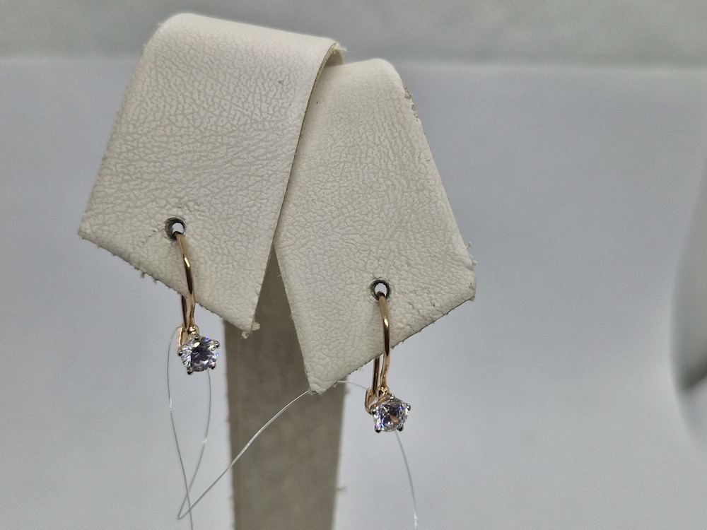 СЕРЬГИ ПЕТЕЛЬКА с камнями (Au 585)