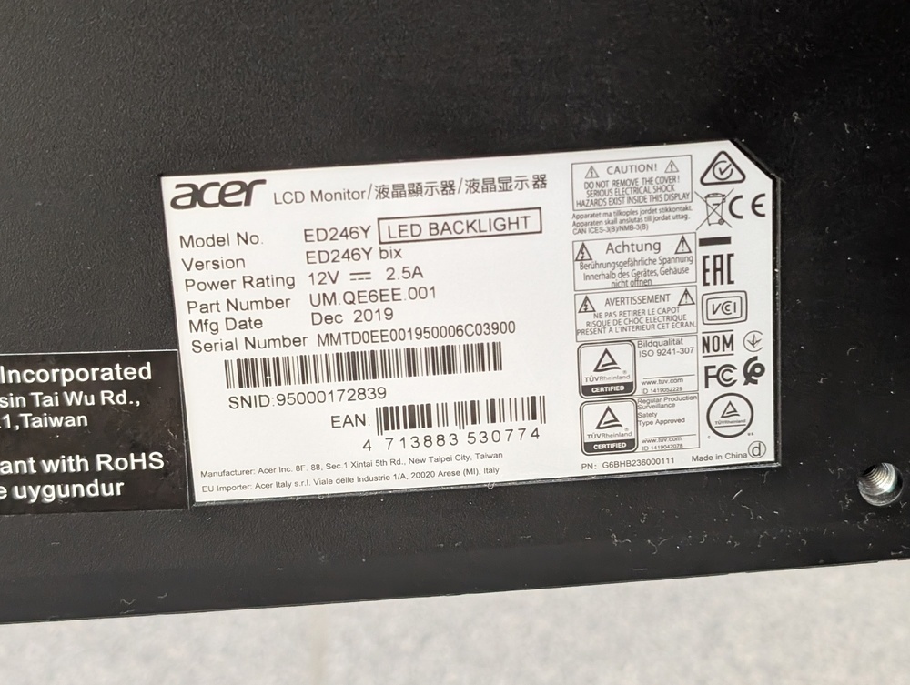 Монитор Acer ED246Y