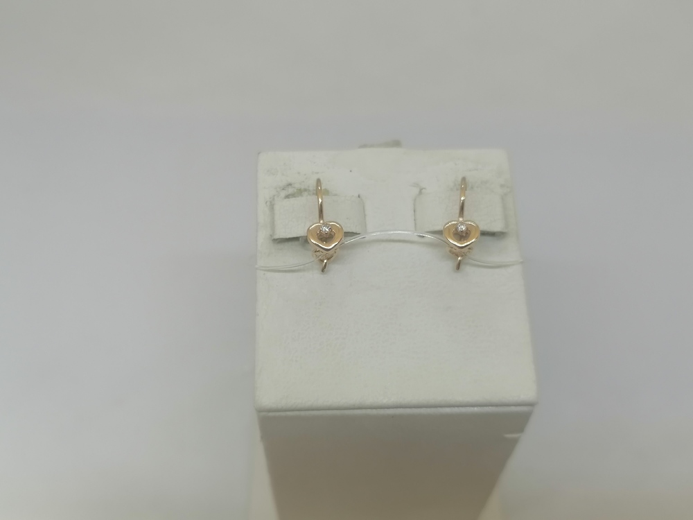 02-1818 СЕРЬГИ ПЕТЕЛЬКА с камнем (Au 585)