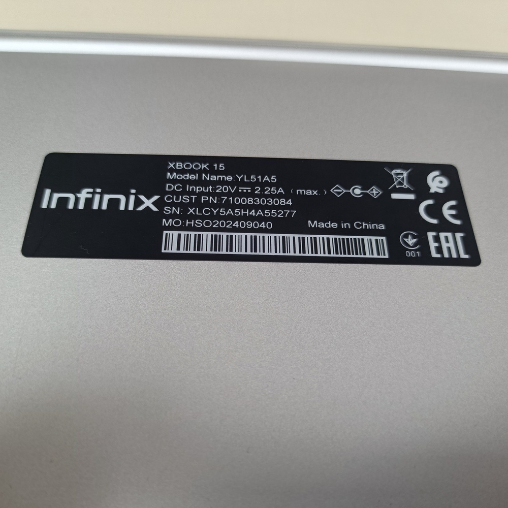 Ноутбук Infinix; Ryzen 5 7430U, AMD Radeon (TM) Graphics, 16 Гб, 512 GB, Нет
