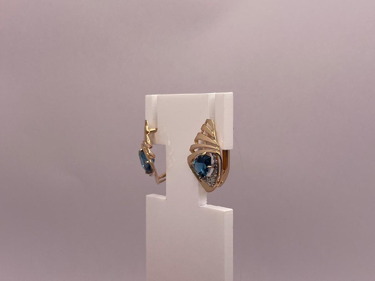 СЕРЬГИ ЛОНДОН-ТОПАЗ с камнями (Au 585)