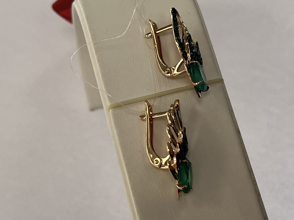 СЕРЬГИ АГАТ с камнями (Au 585)