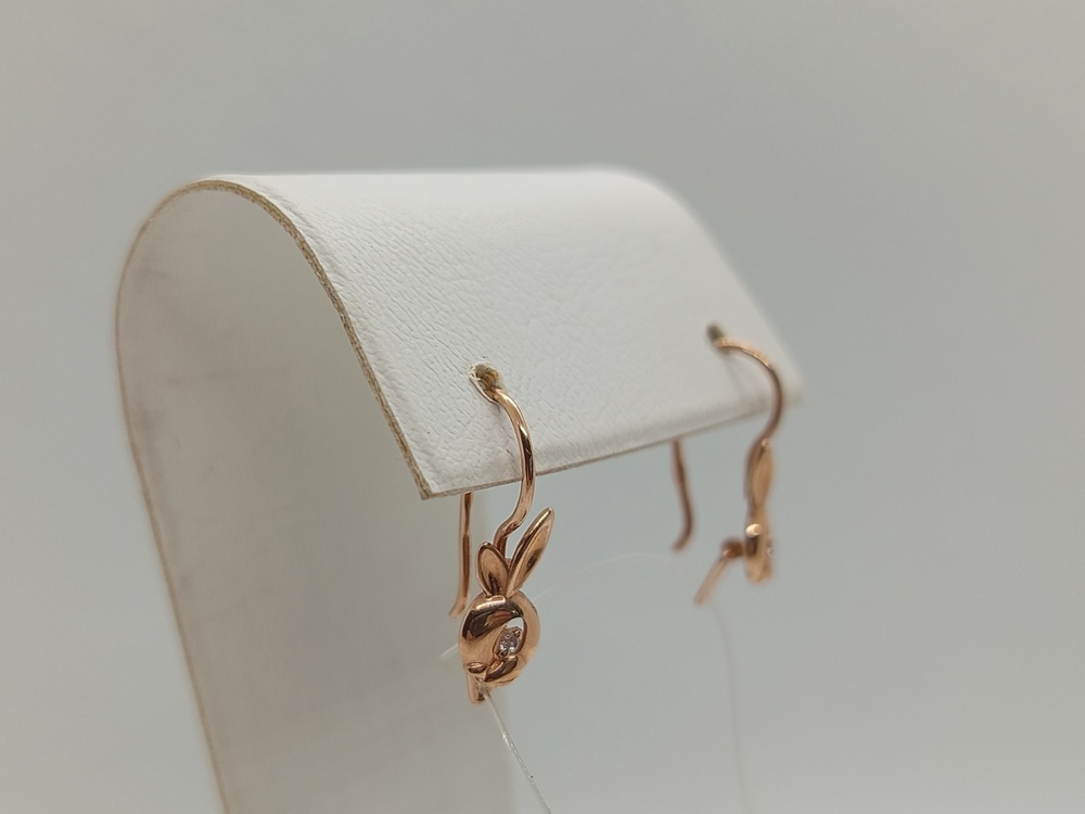 022472-1100 СЕРЬГИ ПЕТЕЛЬКА с камнем (Au 585)