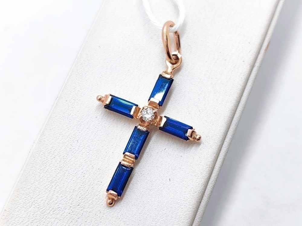 ПОДВЕСКА КРЕСТ С КАМНЯМИ (Au 585)