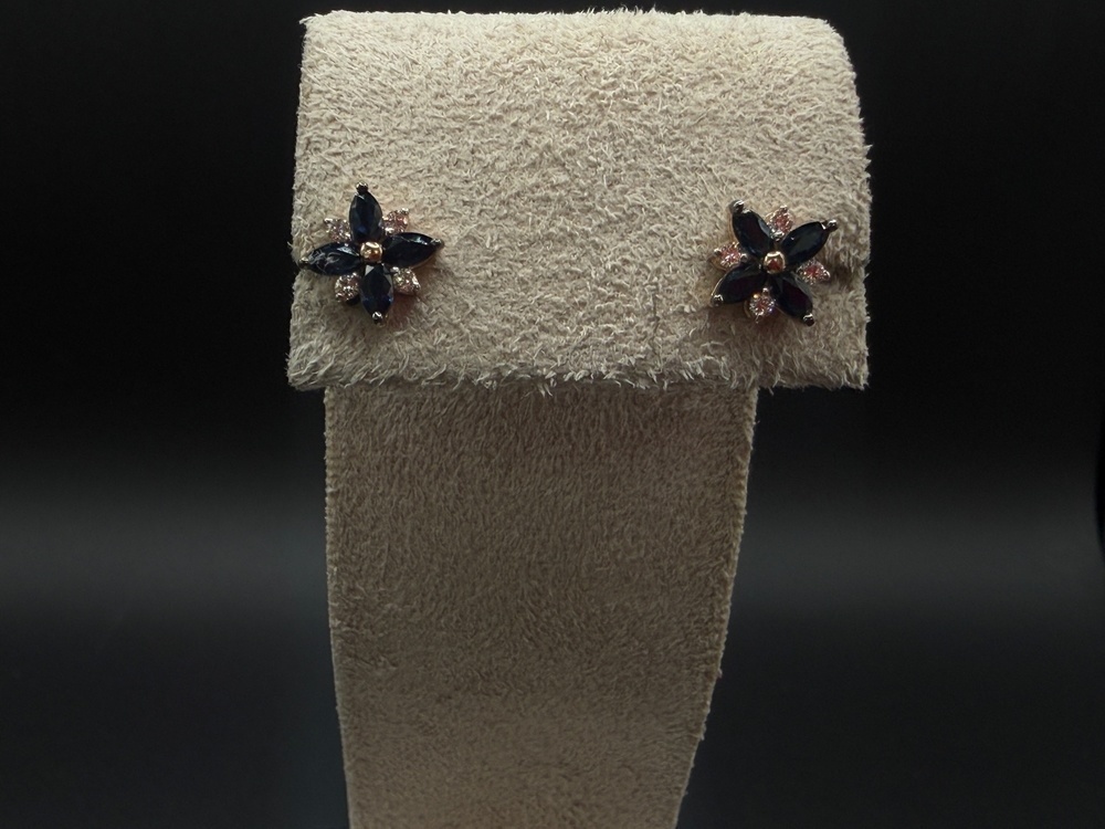 СЕРЬГИ Пусеты Бриллиант, сапфир (Au 585)