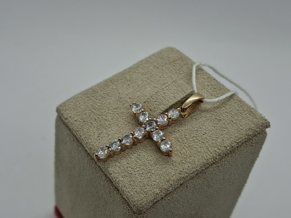 ПОДККИ585 ПОДВЕСКА КРЕСТ С КАМНЯМИ (Au 585)