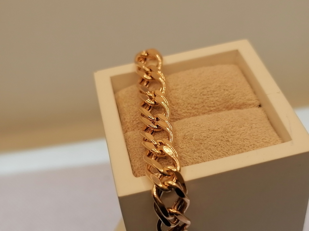 7120154П-23 БРАСЛЕТ ПУСТОТЕЛЫЙ Ромб двойной (Au 585)